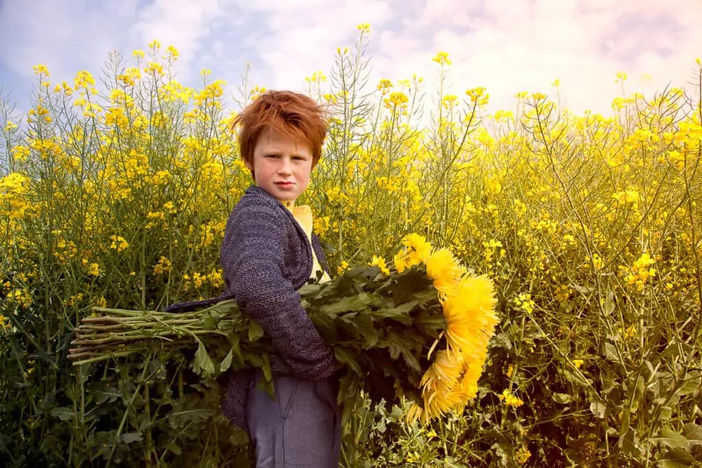 Der Junge im Rapsfeld. Eine Komposition in gelb