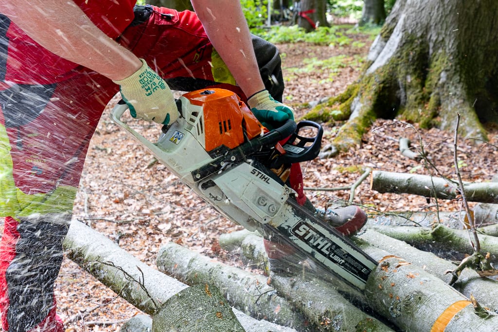 Nahaufnahme einer Kettensäge